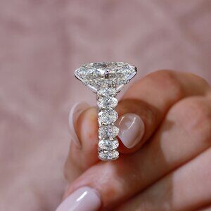 Oval Cut Moissanite S925 Sterling Silver Rings, 3ct Oval Moissanite Ring